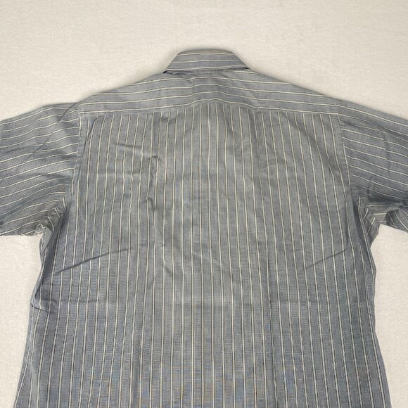 Vintage Ketch Grey Blue White Stripe Short Sleeve Button Up Shirt Size 16 - Picture 4 of 6